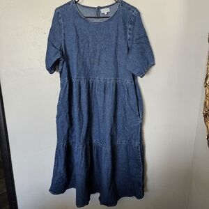 Sweet Salt Women's 12 Denim Tiered Dress Blue Jean Spring Summer Fall Western